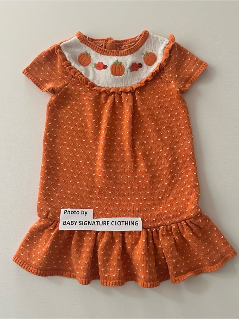 Gymboree 2T Toddler Girl Orange Pumpkin Embroidery Knit Dress Fall
